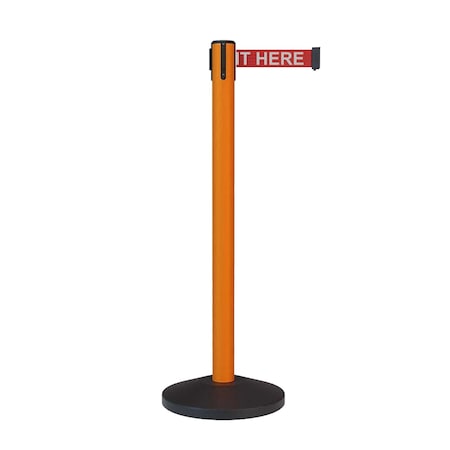 Montour Line Stanchion Belt Barrier Orange Post 13ft.Red Wait. Belt ES400-OR-PLEASRW-130